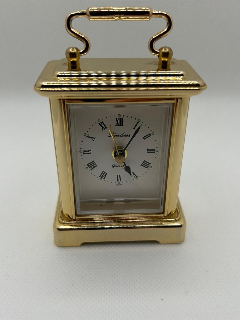 Vintage Linden Brass Gold Tone Mini Carriage Clock